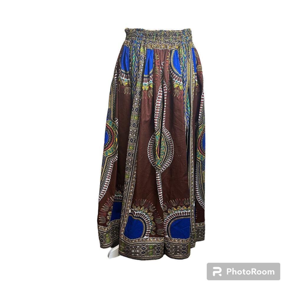 Rainbow Maxi Skirt Women’s One Size Bohemian Lagenlook Multicolored Cotton